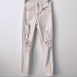 AE 🦅 Light Peach Next Level Stretch High Rise Distressed Jegging Jeans